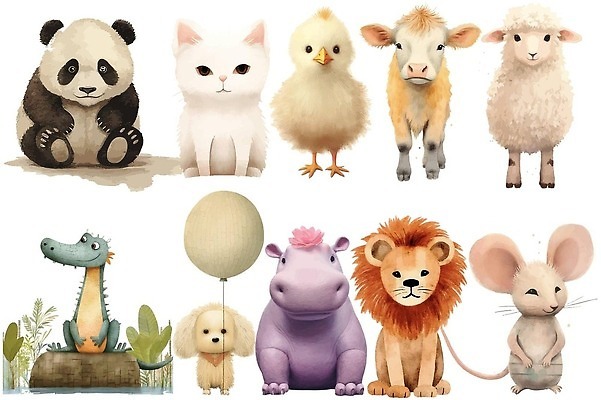 EPS 해외이미지 새끼 일러스트 병아리 사람없음 고양이 양 강아지 쥐 사자 판다 악어 하마 송아지 해외202310 해외일러스트 동물 곰 포유류 파충류 조류 반려동물 소 개 설치류 파일형식 벡터