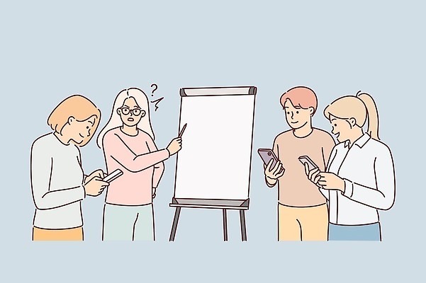 EPS 해외이미지 여자 남자 일러스트 여러명 상반신 성인 스마트폰 가리킴 충격 매너 성인만 비매너 해외202310 해외일러스트 다수 사람 손짓 핸드폰 스마트기기 예절 파일형식 벡터