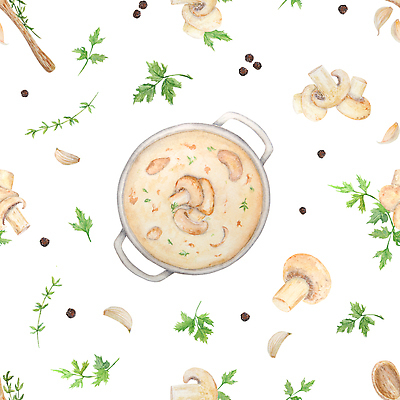 JPG 해외이미지 패턴 일러스트 파슬리 마늘 사람없음 수프 냄비 양송이 통후추 해외202310 해외일러스트 무늬 채소 버섯 솥 후추 파일형식