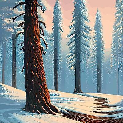 EPS 해외이미지 나무 겨울 일러스트 사람없음 숲 침엽수 눈덮임 해외202310 해외일러스트 식물 계절 컨셉 파일형식 벡터