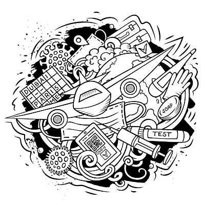 EPS 해외이미지 클립아트 디자인 여행 일러스트 휴가 설계 비행기 가면 안전 치료 장식 세계 짐 바이러스 보호 낙서 공항 만화 스케치 심볼 라인아트 오브젝트 예방 엽서 윤곽 모음 구성 백신 전염병 코로나바이러스 뉴노멀 락다운 해외202310 해외일러스트 선 컨셉 의학 항공교통 교통시설 대중교통 미술 경제 질병 편지 파일형식 벡터