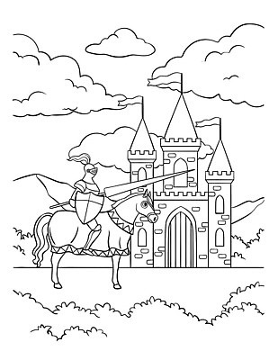 EPS 해외이미지 디자인 실루엣 창 어린이 선 컬러 백그라운드 일러스트 그래픽 승차 그림 윤곽 손그림 페이지 방패 경호원 병정 걸음마 색칠공부 벡터 해외202310 해외일러스트 직업 무기 모션 촬영기법 사람 학습 색칠 파일형식