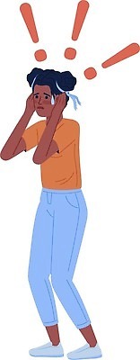 EPS 해외이미지 여자 일러스트 한명 성인 물방울 느낌표 불안 성인여자한명만 해외202310 해외일러스트 1 기호 감정 사람 여자한명만 성인여자만 파일형식 벡터