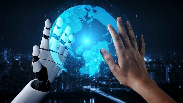 포토 해외이미지 손 비즈니스 미래 신체부위 파란색 지구본 스크린 기계 터치 도시 로봇 AI_인공지능 해외202310 해외포토 AI파일 컬러 컨셉 사람 파일형식 벡터