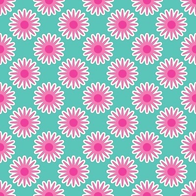 EPS 해외이미지 분홍색 꽃무늬 패턴 일러스트 사람없음 빈티지 복고 청록색 해외202310 해외일러스트 꽃 컬러 컨셉 무늬 파일형식 벡터