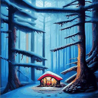 EPS 해외이미지 나무 겨울 일러스트 주택 사람없음 설원 추위 눈 숲 해외202310 해외일러스트 자연요소 식물 계절 날씨 눈_날씨 건물 파일형식 벡터