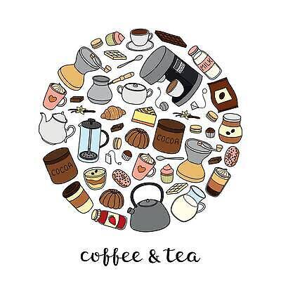 EPS 해외이미지 커피 일러스트 사람없음 초콜릿 카페 우유 원두 원형 도넛 낙서 조각케이크 커피잔 티스푼 찻주전자 컵케이크 커피메이커 크루아상 가득함 컵받침 손그림 그라인더 드로잉 마카롱 티백 바닐라 카페라떼 커피가루 아기자기 해외202310 해외일러스트 도형 음료 빵 컨셉 주전자 디저트 잔 유제품 미술 차_음료 케이크 상점 숟가락 가루 받침대 라떼 커피용품 파일형식 벡터