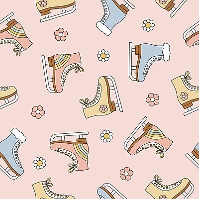 EPS 해외이미지 꽃 백그라운드 크리스마스 겨울 패턴 일러스트 사람없음 피겨스케이팅 해외202310 해외일러스트 피겨화 식물 계절 기념일 신발 무늬 스케이팅 파일형식 벡터