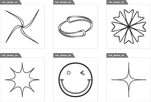 EPS 해외이미지 꽃 일러스트 추상 윙크 사람없음 그래픽 반짝임 세트 라인아트 복고 엘리먼트 Y2K 해외202310 해외일러스트 식물 선 컨셉 무늬 모션 표정 파일형식 벡터