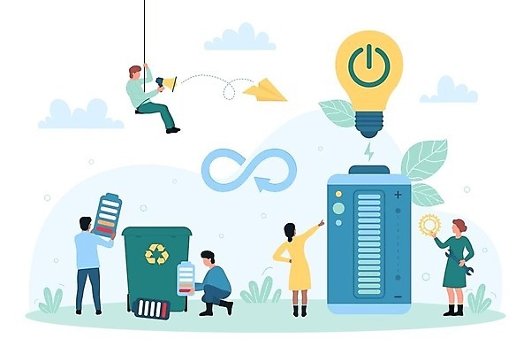 EPS 해외이미지 무료이미지 여자 남자 일러스트 전구 들기 앉기 성인 확성기 가리킴 그린에너지 종이비행기 에코 충전 베터리 성인만 해외202310 해외일러스트 모션 사람 손짓 환경 에너지 종이접기 파일형식 벡터 무료콘텐츠