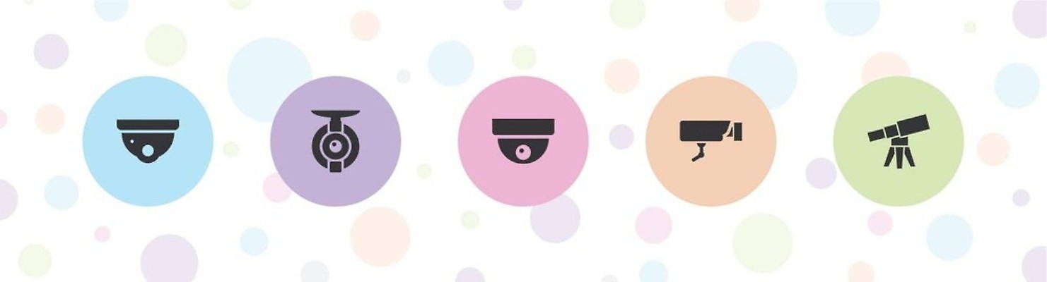 EPS 해외이미지 디자인 응시 실루엣 일러스트 경고 경비 안전 세트 카메라 우주 디지털 망원경 흰색 관찰 보호 위험 심볼 사인 보안 지역 감시 시스템 동영상 발견 고립 사생활 스파이 벡터 해외202310 해외일러스트 시선 컬러 컨셉 모션 촬영기법 전자제품 파일형식