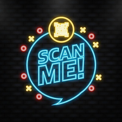 EPS 해외이미지 무료이미지 말풍선 일러스트 타이포그라피 사람없음 컬러풀 심볼 네온 QR코드 해외202310 해외일러스트 문자 컬러 파일형식 벡터