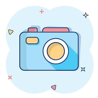 EPS 해외이미지 하늘색 일러스트 사람없음 반짝임 카메라 삼각형 심플 해외202310 해외일러스트 도형 모션 파란색 전자제품 파일형식 벡터