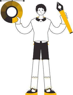 EPS 해외이미지 남자 일러스트 한명 들기 성인 펜 디자이너 라인아트 컬러리스트 성인남자한명만 해외202310 해외일러스트 컬러칩 직업 1 선 모션 사람 필기구 남자한명만 성인남자만 파일형식 벡터