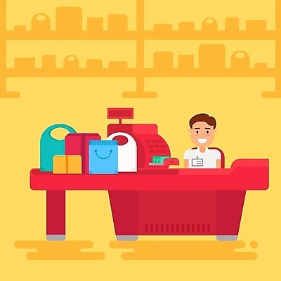 EPS 해외이미지 무료이미지 남자 일러스트 한명 성인 쇼핑 상점 상품 쇼핑몰 계산대 계산원 성인남자한명만 해외202310 해외일러스트 일러캐릭터 직업 캐릭터 1 사람 남자한명만 성인남자만 파일형식 벡터 무료콘텐츠