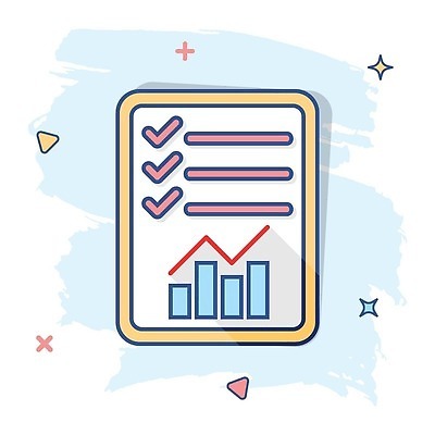 EPS 해외이미지 일러스트 그래프 사람없음 파란색 심볼 체크표시 심플 코믹 체크리스트 해외202310 해외일러스트 컬러 확인 파일형식 벡터