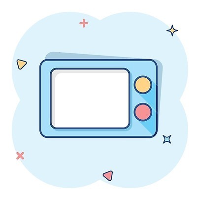 EPS 해외이미지 하늘색 일러스트 사람없음 반짝임 삼각형 전자레인지 심플 해외202310 해외일러스트 도형 모션 파란색 가전제품 레인지 파일형식 벡터