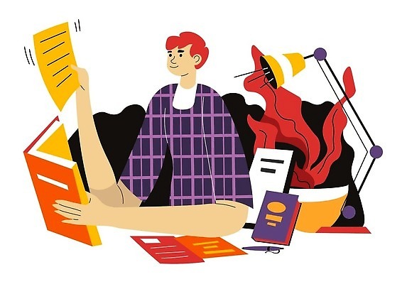 EPS 해외이미지 남자 종이 잎 일러스트 비즈니스 한명 들기 상반신 성인 책 펜 스탠드 성인남자한명만 해외202310 해외일러스트 식물 1 모션 조명 사람 필기구 남자한명만 성인남자만 파일형식 벡터