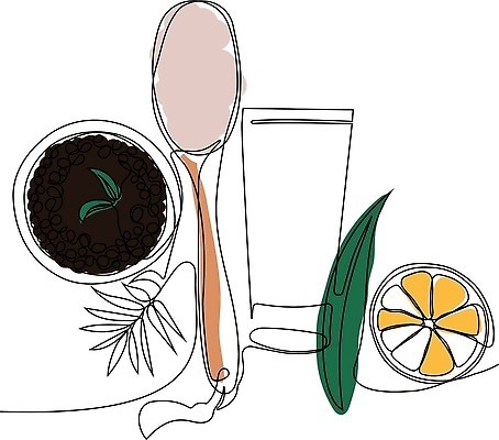 EPS 해외이미지 화분 잎 오렌지 라인일러스트 일러스트 사람없음 뷰티 화장품 친환경 로션 브러쉬빗 해외202310 해외일러스트 식물 과일 환경 파일형식 벡터