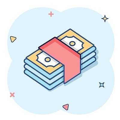 EPS 해외이미지 지폐 일러스트 사람없음 파란색 돈다발 심볼 심플 코믹 해외202310 해외일러스트 컬러 돈 파일형식 벡터