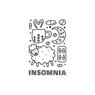 EPS 해외이미지 별 동물캐릭터 일러스트 휴식 사람없음 검은색 양 심볼 라인아트 아기자기 해외202310 해외일러스트 일러캐릭터 자연요소 동물 캐릭터 선 컬러 컨셉 포유류 파일형식 벡터