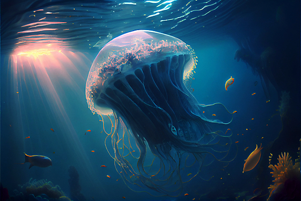 해외이미지 바다 어류 사람없음 빛 심해 어둠 수면 신비 해파리 해외202309 해외202310 해외포토 포토 컨셉 물 바닷속 수중동물 자포동물