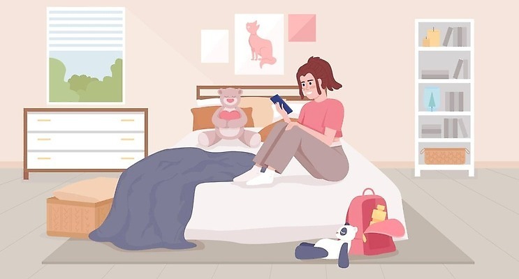 EPS 해외이미지 편집 캐릭터 디자인 배너 여자 행복 백그라운드 일러스트 통신 청소년 모바일 주택 미술 사람 풍경 내부 그래픽 10대 스마트폰 우주 침실 인포그래픽 침대 관찰 메시지 플랫 만화 질감 장면 주말 지역 애니메이션 채팅 스타일 벡터 해외202310 해외일러스트 일러캐릭터 감정 가구 모션 문화예술 건물 핸드폰 스마트기기 파일형식