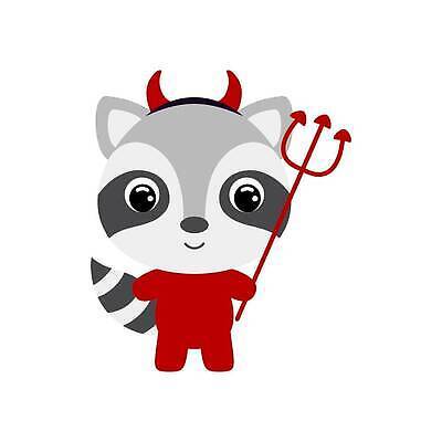 EPS 해외이미지 동물캐릭터 일러스트 사람없음 귀여움 할로윈 악마 너구리 삼지창 악마분장 코스프레 해외202310 해외일러스트 일러캐릭터 동물 캐릭터 창 컨셉 포유류 파일형식 벡터