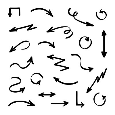EPS 해외이미지 화살표 곡선 일러스트 사람없음 세트 검은색 다양 낙서 방향 라인아트 손그림 엘리먼트 지그재그 해외202310 해외일러스트 선 컬러 다수 파일형식 벡터