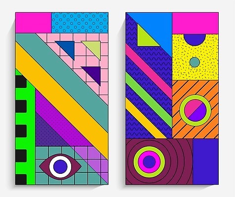 EPS 해외이미지 디자인 배너 포스터 패턴 일러스트 추상 사람없음 그래픽 컬러풀 화려 기하학 멤피스디자인 해외202310 해외일러스트 컬러 컨셉 무늬 파일형식 벡터