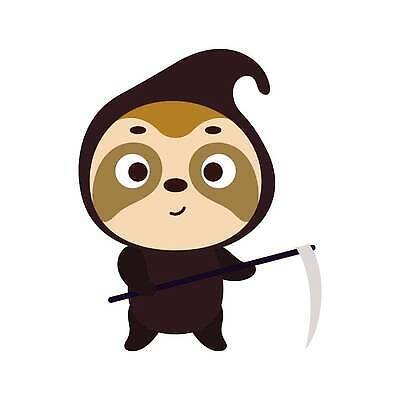 EPS 해외이미지 동물캐릭터 일러스트 사람없음 귀여움 할로윈 낫 나무늘보 사신 코스프레 해외202310 해외일러스트 일러캐릭터 동물 캐릭터 컨셉 파일형식 벡터