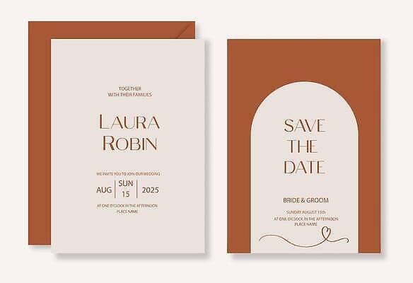 EPS 해외이미지 결혼 일러스트 프레임 사람없음 빨간색 세트 갈색 축하 분위기 심플 감성 카피스페이스 해외202310 해외일러스트 컬러 컨셉 이벤트 공백 파일형식 벡터