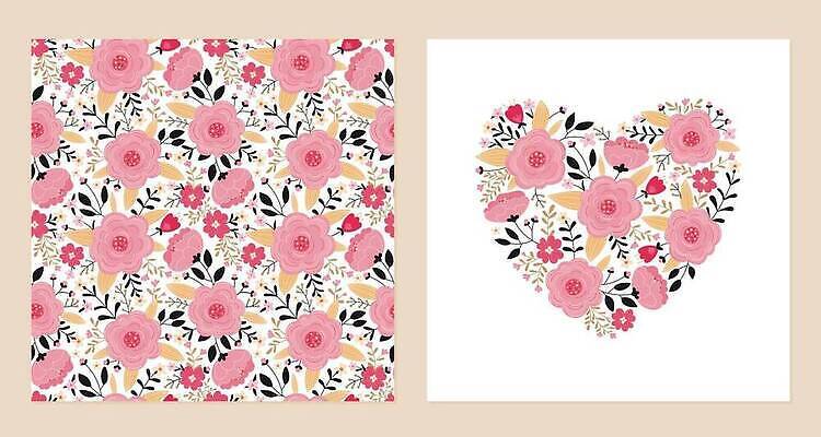 EPS 해외이미지 모양 디자인 꽃 종이 컬러 결혼 백그라운드 잎 꽃무늬 패턴 일러스트 벽지 휴가 발렌타인데이 사랑 미술 이벤트 장식 뷰티 장미 봄 낭만 축하 신용카드 낙서 인쇄 포장지 그림 질감 엽서 손그림 엘리먼트 벡터 해외202310 해외일러스트 식물 계절 감정 컨셉 무늬 포장 데이이벤트 문화예술 금융 편지 파일형식