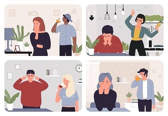 EPS 해외이미지 여자 남자 일러스트 가족 맥주 여러명 성인 와인 슬픔 마시기 춤 울음 만취 음주 즐거움 소음 부정적 성인만 해외일러스트 감정 다수 관계 모션 문화예술 주류 표정 사람 소리 술취함 파일형식 벡터