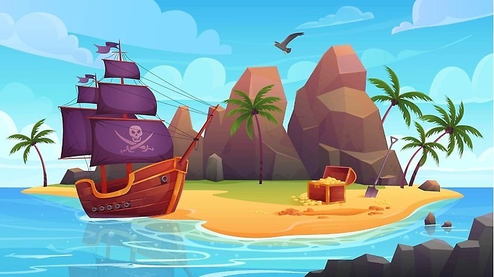 EPS 해외이미지 나무 포스터 어린이 파도 바다 섬 백그라운드 일러스트 상상 자연 놀이 하늘 항해 손바닥 풍경 목재 물 동전 검은색 게임 깃발 생일 보트 황금 만화 땅 갑판 검색 해적 닻 대포 보물 궤 옛날 전설 테마 벡터 해외202310 해외일러스트 자연요소 식물 손 기념일 무기 컬러 돈 배_교통 재료 사람 도둑 생태계 파일형식