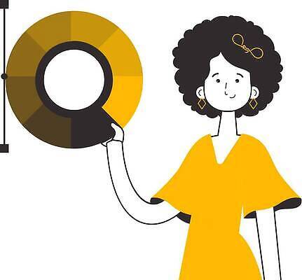 EPS 해외이미지 여자 컬러 일러스트 한명 들기 상반신 성인 디자이너 컬러리스트 성인여자한명만 해외202310 해외일러스트 컬러칩 직업 1 모션 사람 여자한명만 성인여자만 파일형식 벡터