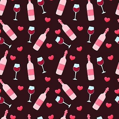 EPS 해외이미지 패턴 와인잔 일러스트 사랑 사람없음 와인 하트 와인병 해외202310 해외일러스트 모양 감정 무늬 술잔 병_용기 주류 파일형식 벡터