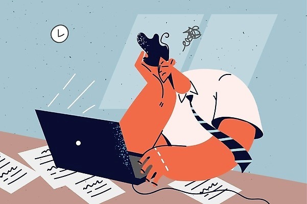 EPS 해외이미지 무료이미지 남자 종이 일러스트 스트레스 직장 피곤 한명 성인 노트북 사무실 기댐 자료 턱괴기 비즈니스맨 책상 문서 업무과다 야근 과로 과부하 성인남자한명만 해외202310 해외일러스트 1 가구 컨셉 회사 비즈니스 모션 사람 전자제품 업무 직장인 남자한명만 성인남자만 파일형식 벡터