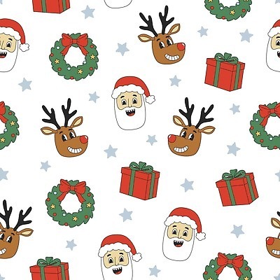 EPS 해외이미지 노년 남자 리본 얼굴 백그라운드 크리스마스 겨울 패턴 일러스트 산타모자 여러명 신체부위 선물상자 산타클로스 머리 루돌프 리스장식 노인남자만 해외202310 해외일러스트 모자_잡화 계절 기념일 다수 무늬 사슴 선물 사람 성인 장식 상자 남자만 노인만 파일형식 벡터