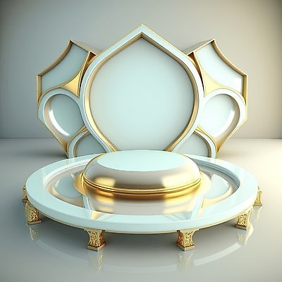 포토 JPG 해외이미지 건축물 하늘색 백그라운드 사람없음 반사 3D 금색 모스크 단상 해외202310 해외포토 건축 컬러 파란색 이슬람교 디지털합성 파일형식