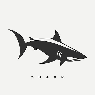 EPS 해외이미지 야생동물 선 일러스트 사람없음 검은색 심볼 심플 상어 해외202310 해외일러스트 동물 컬러 어류 파일형식 벡터