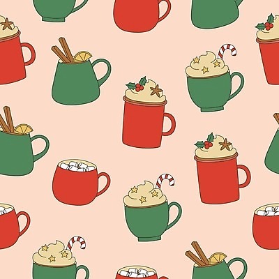 EPS 해외이미지 무료이미지 음료 백그라운드 크리스마스 겨울 패턴 일러스트 잔 사람없음 컵 레몬 마시멜로우 시나몬스틱 지팡이사탕 휘핑크림 해외202310 해외일러스트 식기 계절 기념일 무늬 과일 디저트 사탕 크림 시나몬 휘핑 파일형식 벡터