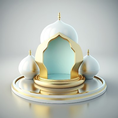 포토 JPG 해외이미지 건축물 하늘색 백그라운드 사람없음 반사 3D 금색 모스크 단상 해외202310 해외포토 건축 컬러 파란색 이슬람교 디지털합성 파일형식