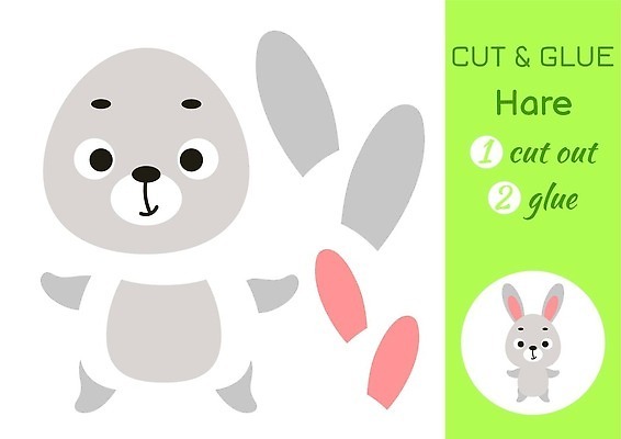 EPS 해외이미지 캐릭터 일러스트 놀이 미술 사람없음 귀여움 토끼 퍼즐 자르기 접착풀 해외202310 해외일러스트 일러캐릭터 컨셉 포유류 모션 문화예술 문구용품 반려동물 풀_접착제 파일형식 벡터