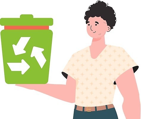 EPS 해외이미지 남자 일러스트 한명 들기 상반신 성인 초록색 재활용 에코 분리수거함 성인남자한명만 해외202310 해외일러스트 1 컬러 모션 사람 환경 친환경 수거함 남자한명만 성인남자만 파일형식 벡터