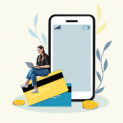 포토 JPG 해외이미지 전신 여자 백그라운드 잎 한명 앉기 성인 노트북 스마트폰 스크린 동전 다리꼬기 신용카드 목업 성인여자한명만 카피스페이스 연노랑색 해외포토 식물 1 돈 모션 사람 금융 전자제품 핸드폰 스마트기기 노란색 공백 여자한명만 성인여자만 파일형식