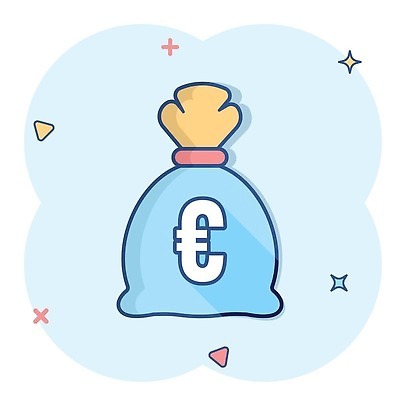 EPS 해외이미지 일러스트 사람없음 파란색 돈자루 심볼 심플 코믹 해외202310 해외일러스트 컬러 돈 파일형식 벡터