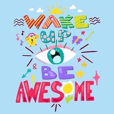 EPS 해외이미지 일러스트 아침 타이포그라피 신체부위 자명종 심볼 해외202310 해외일러스트 주간 문자 시계 사람 알람 파일형식 벡터