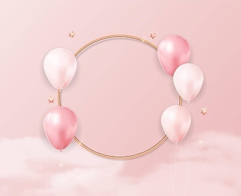 EPS 해외이미지 분홍색 백그라운드 일러스트 프레임 이벤트 사람없음 파티 축하 생일 화려 초대 풍선 카피스페이스 해외202310 해외일러스트 기념일 컬러 컨셉 공백 파일형식 벡터