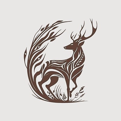 EPS 해외이미지 야생동물 선 일러스트 추상 사슴 사람없음 갈색 심볼 심플 사슴뿔 해외202310 해외일러스트 동물 컬러 무늬 포유류 뿔 파일형식 벡터